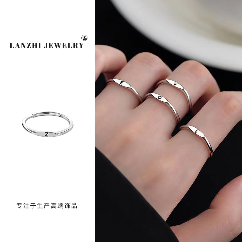 【New Arrivals】202526 Letters Simple Joker Stacked Mouth New Hand Jewelry Women's 925 Silver Ring Not Fade