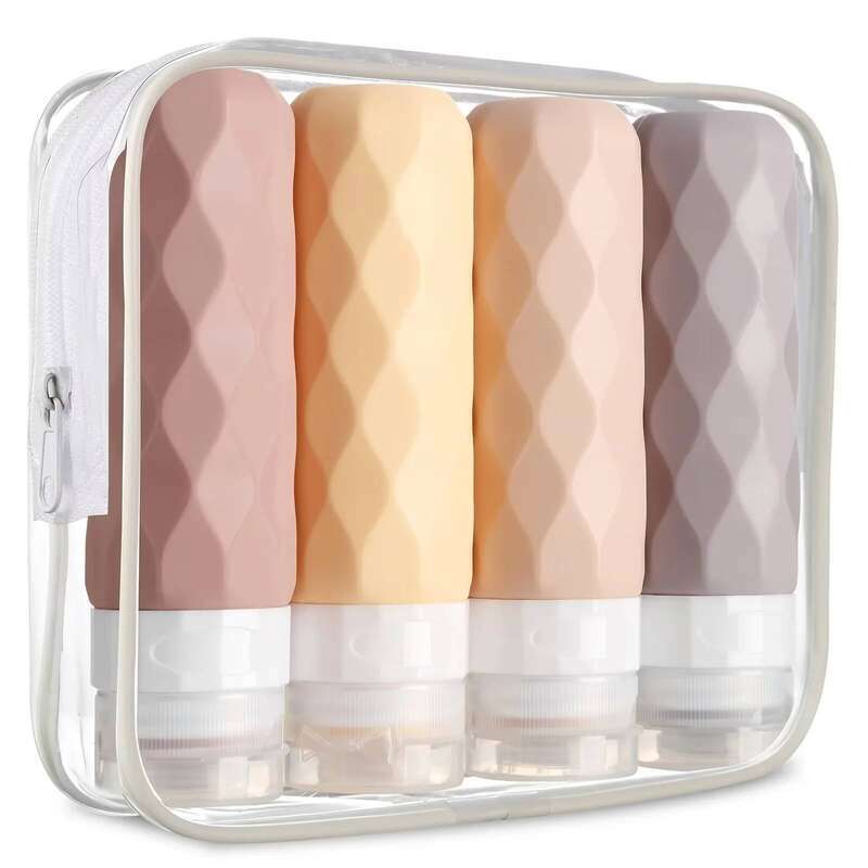 4 Pc/set Bottles for Toiletries BPA Free Leak Proof Squeezable Size Containers Travel Accessories Essentials