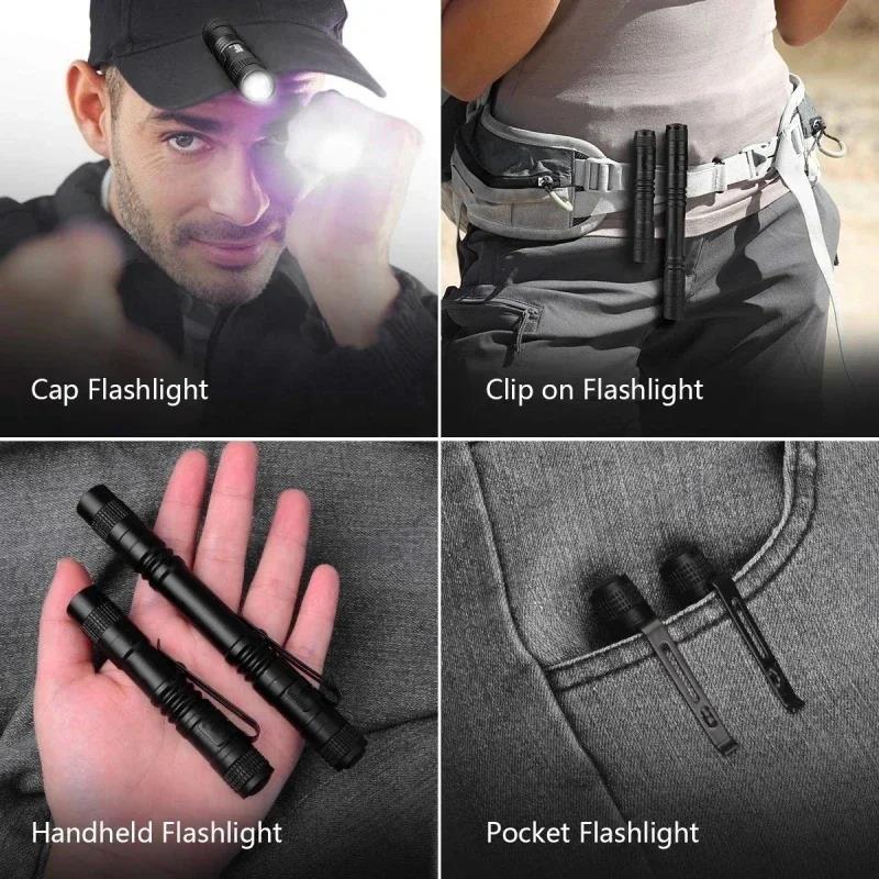 2025 New Mini Portable LED Pen Light With Clip Ultra Bright High Lumens Pocket Handheld EDC Flashlight Torch Camping Outdoor Emergency