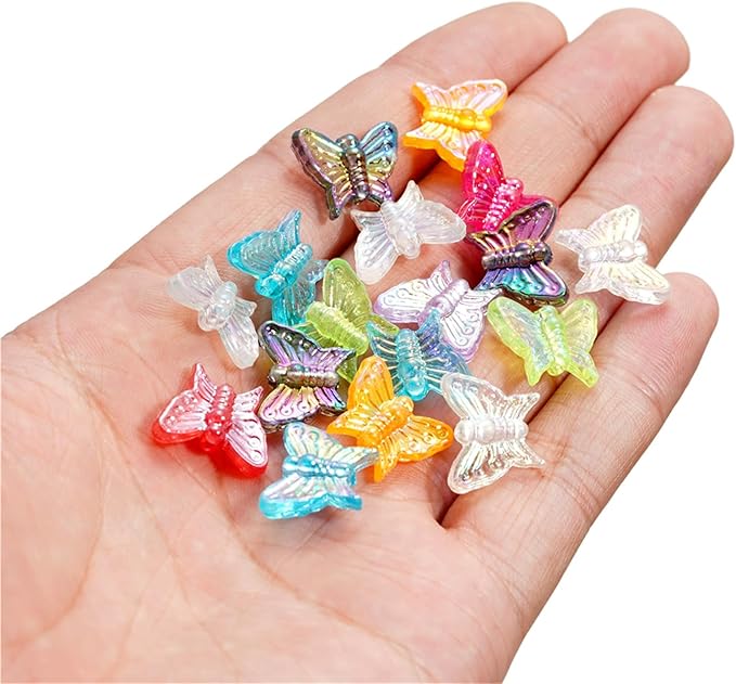 Acrylic Plated Ab Color Transparent Stripe Butterfly Beads Earrings 10 Piece