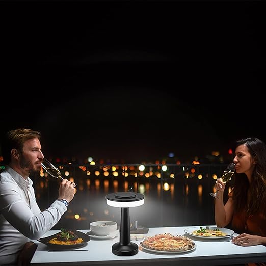 Cordless LED Table Lamp，Rechargeable Portable Battery Powered Desk lamp，3 -Levels Dimmable Lamps with Touch Sensor, for Dining Table, Nightstand, Night Light, Coffee Table, Bars (Black)