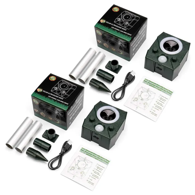 fasdaga 2X Cat Repellent Ultrasonic Cat Deterrents Animal Repellent Solar Powered Cat