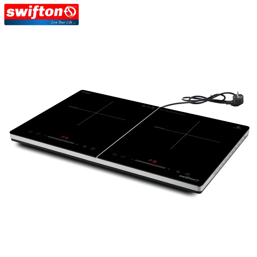 Swifton Double 2 Induction Cooktop Anti Overflow Protection 9 Cooking Power level Power Booster Child Lock Timer SN-i25DH