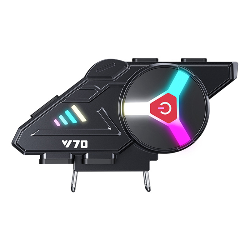 (GGBR)-Y70 Motorcycle Bluetooth Helmet Headset V5.3 RGB Colorful Lights Earphone IPX6 Waterproof Support 2 Phones