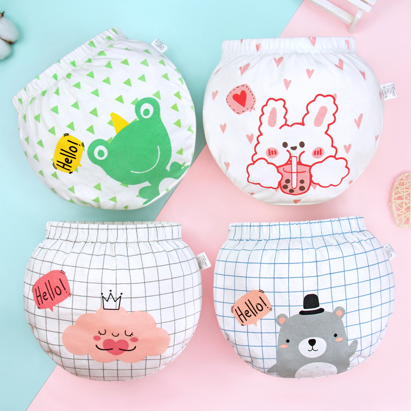 4Pcs/Set Korean Cartoon Cute Children's Underwear Triangle Pure Cotton Female Baby Underwear Boys panties Four seasons