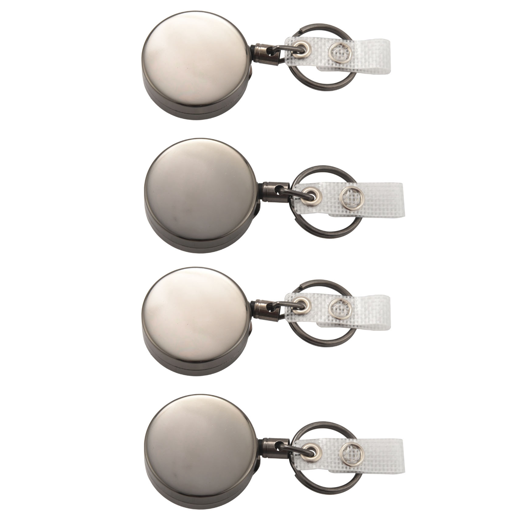 fasdaga 4 Pack Heavy Duty Retractable Badge Holder Reel,Metal ID Badge Holder with Belt Clip Key Ring Black