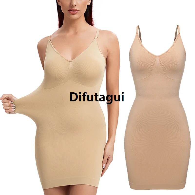 Difutagui Women Full Body Shapewear Camisole Slips V Neck Slimming Shaper Luxury Waist Trainer Corset Tummy Control Slip for Under Dresses