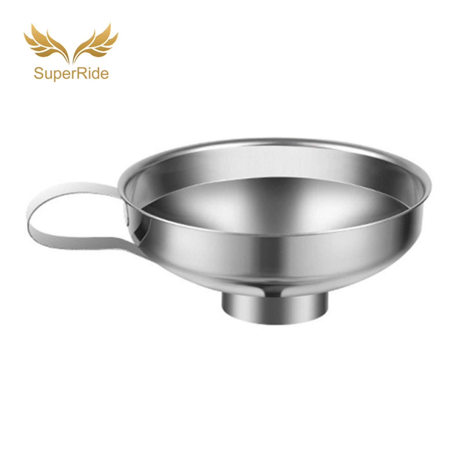SuperRide Non-slip Handle Funnel 1 or 2 Pcs Stainless Steel Funnel Set with Non-slip Handle Food Grade Metal Kitchen Funnel for Bottles for Easy