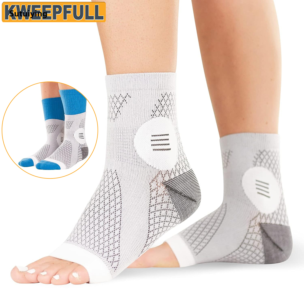 Sutuiying 1Pair Neuropathy Socks - Peripheral Neuritis Therapy Compression Original Diabetic Open-Toe Foot Sleeves for Ankle Gout,Nerve Damage Pain