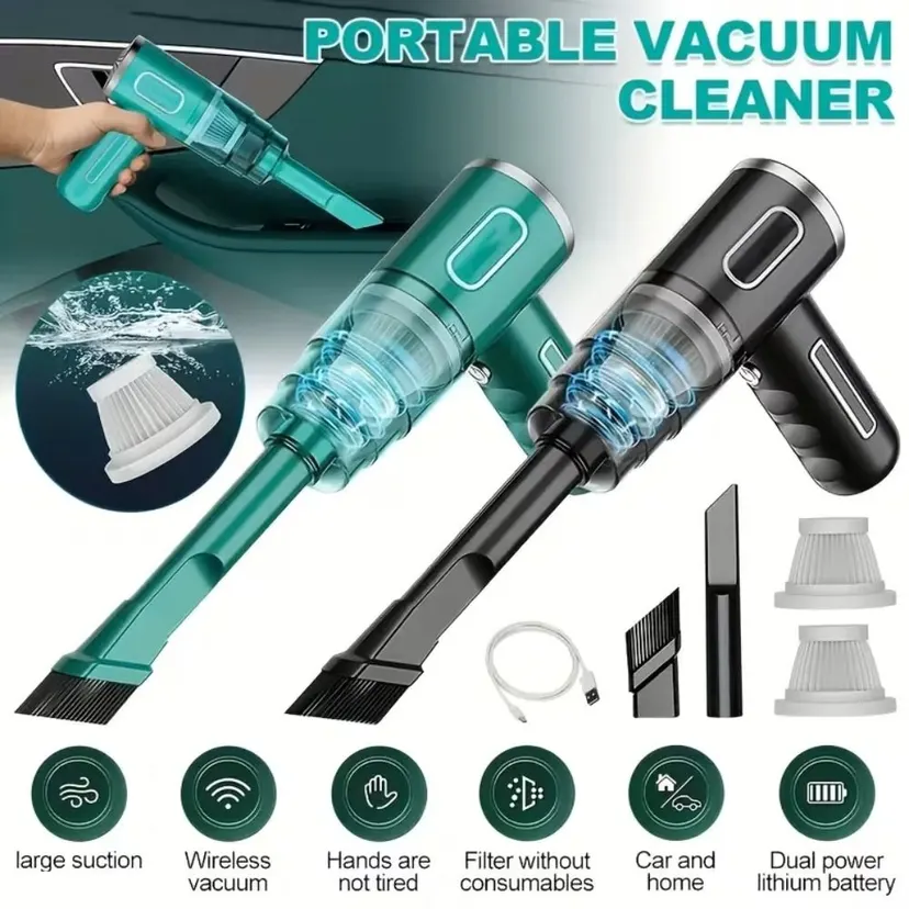 Ultra-, Portable Cordless Handheld Vacuum, Powerful Suction for Car and Home Cleaning