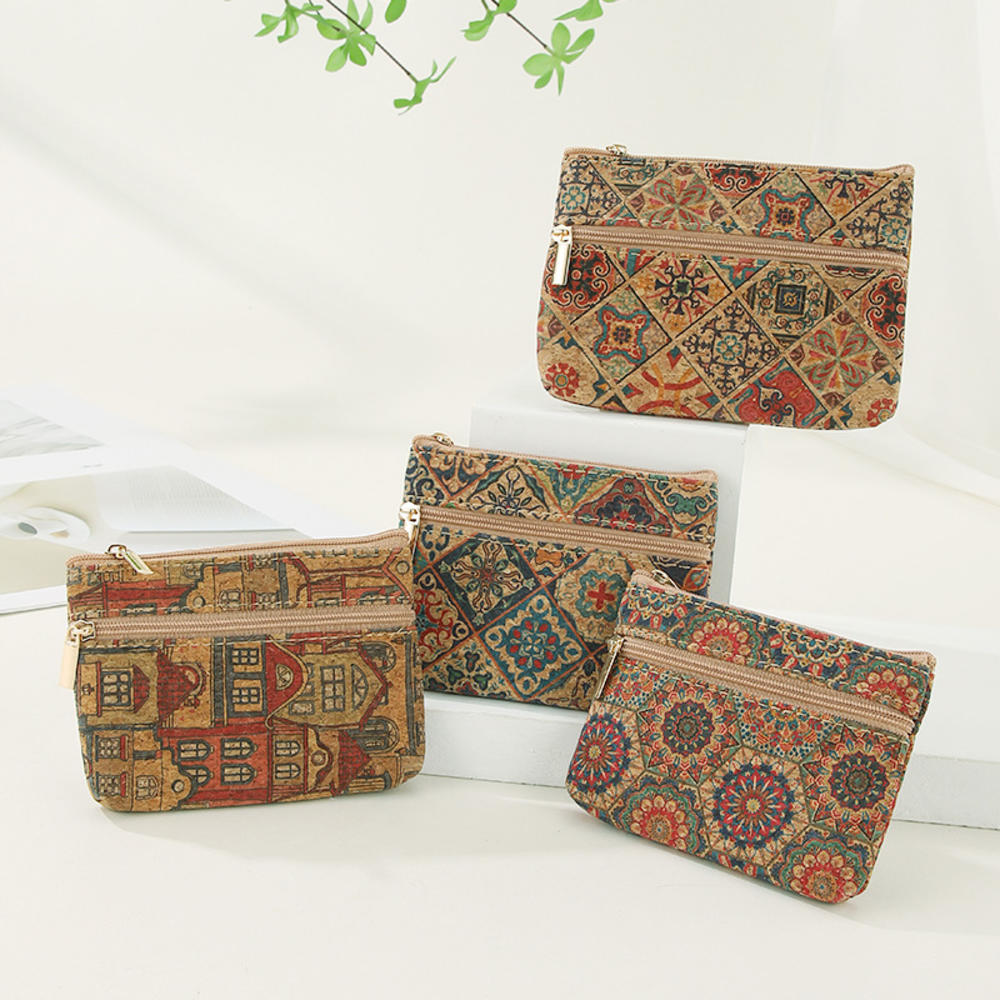 Soft Texture Coin Purse Convenient Lightweight Cork Mini Wallet Eco-friendly Natural Material Small Bag for Use Travel