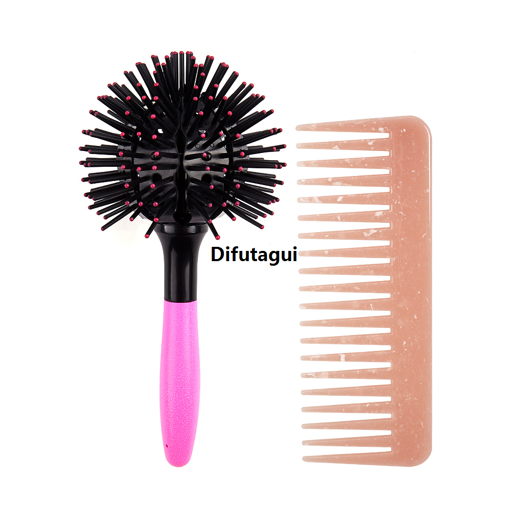 Difutagui Tools: Hair salon ball brush, hair brush, untangled hairbrush, shape, round Affordable brush, 3D curly hair, 360° hair brush, spherical wide tooth comb
