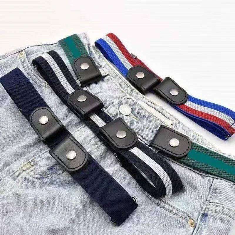 Simple able Women Men Unisex Elastic Knitted Leather Woven Invisible Decorative Jeans Belt Length Adjustable