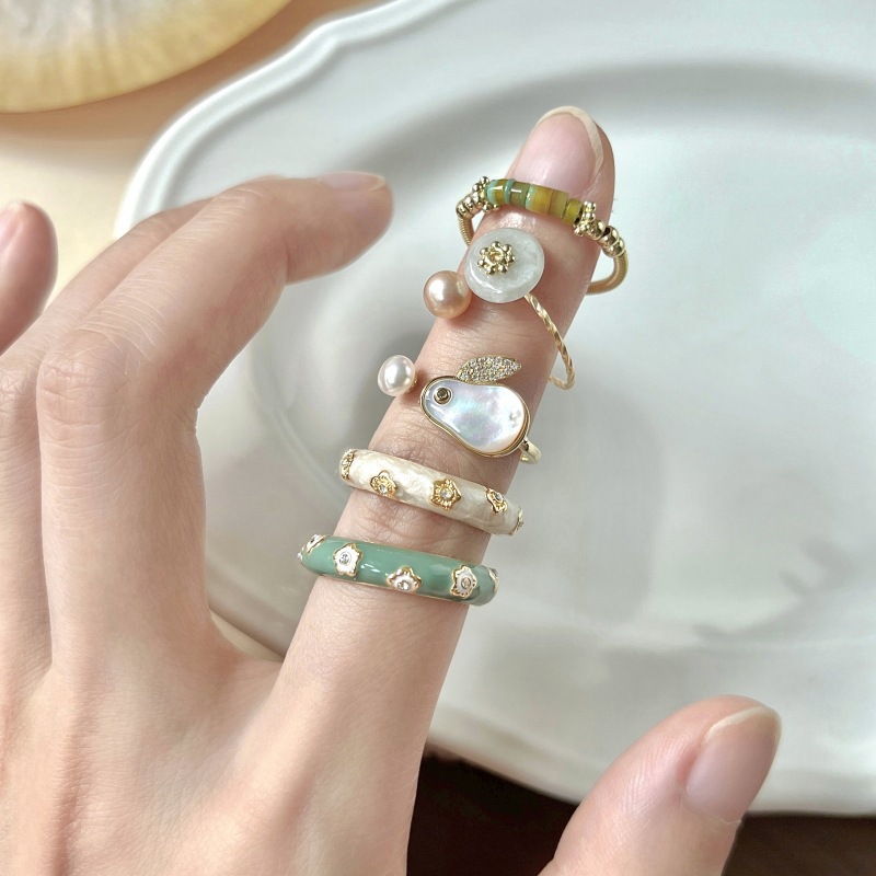 【Quality Rabbit Ring Women's Cute Fresh Small Clouds Silver Ring Finger Ring