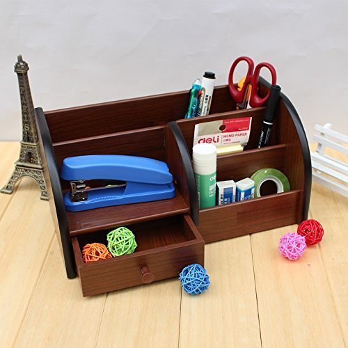Wooden Polished Medium Size Pen Stand Mobile Holder Stationery Stand For Office And Students Use