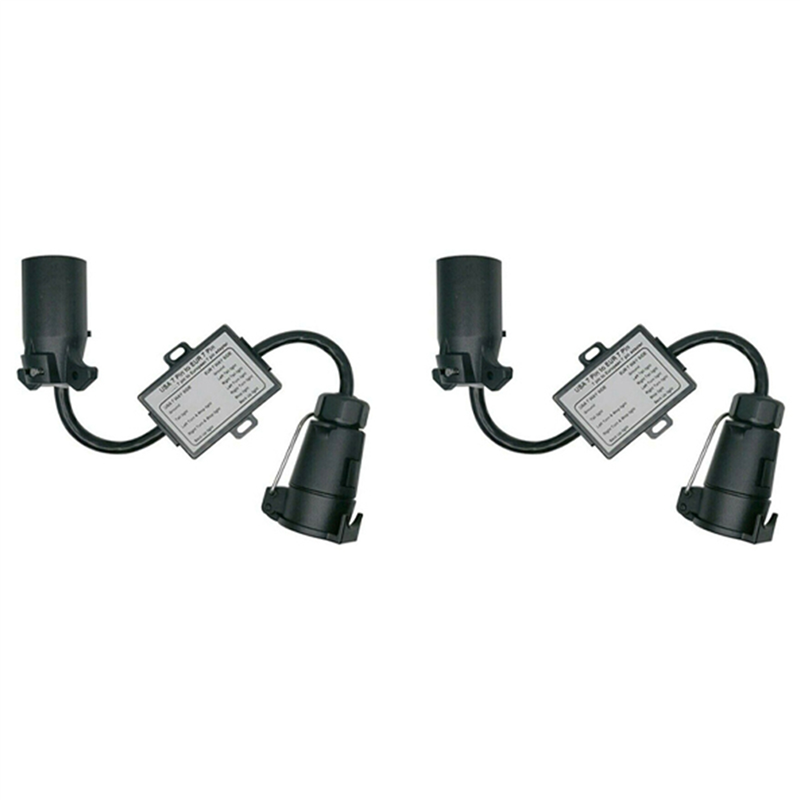 fasdaga 2X USA to EU Trailer Light Converter US 7-Way Blade Socket to EU 7-Pin Round Plug