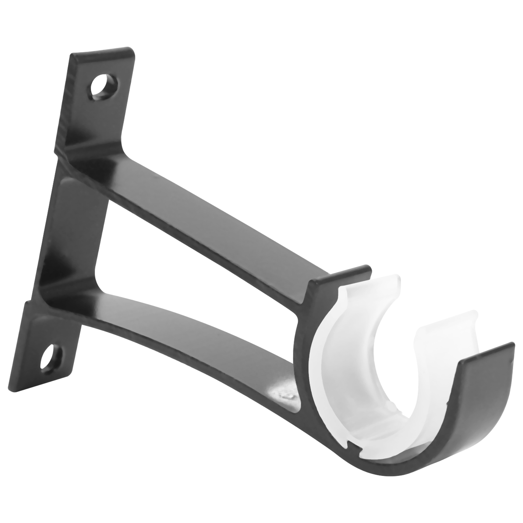 NAMUNY 4 Pack Single Curtain Rod Brackets for Drapery Rod Aluminum Alloy Heavy Duty Curtain Rod Holders (Black)