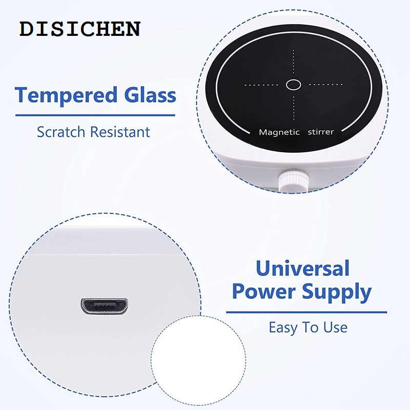 DISICHEN 2025 New Magnetic Stirrer Mini Lab Stir Mixer Portable Stirrer Plate with Stir Bar 2L 4000RPM for Laboratory (EU/US/UK Plug )