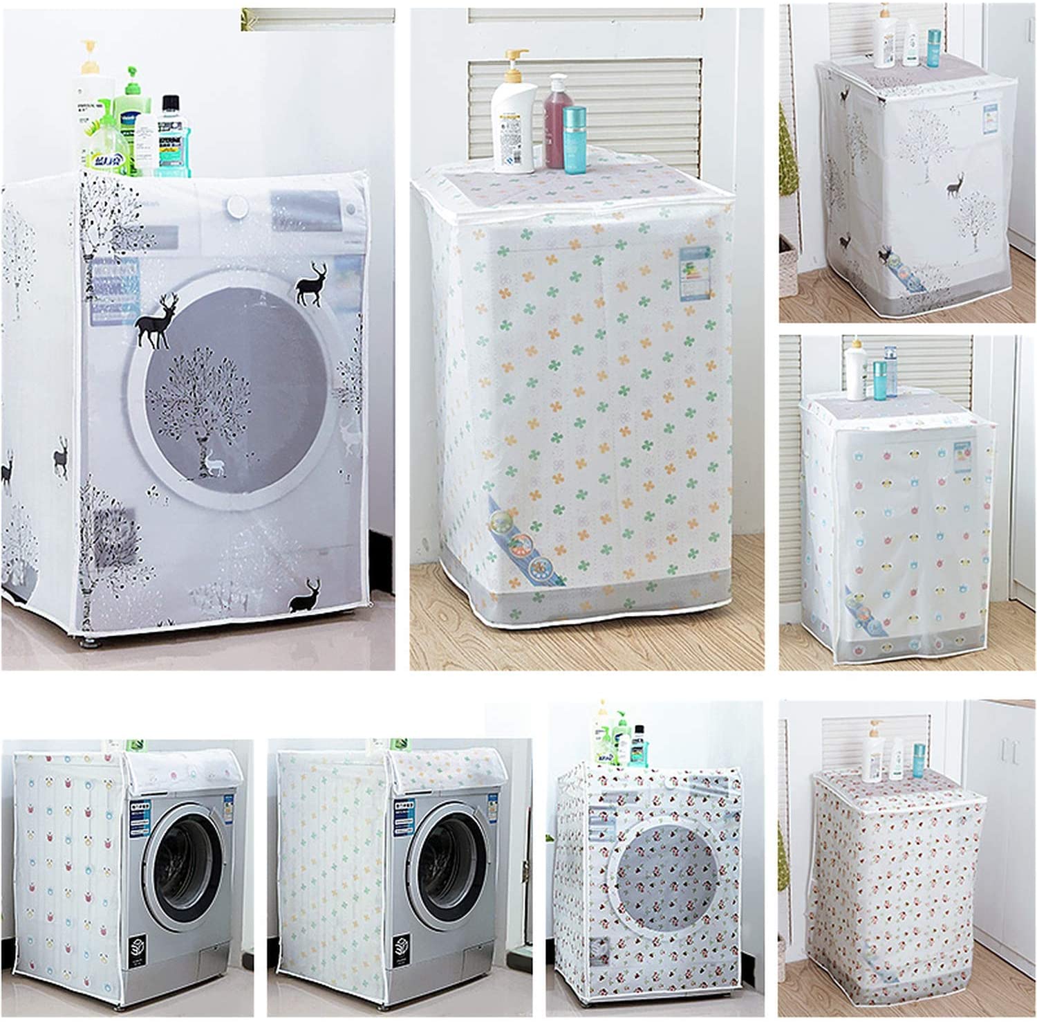 Water Proof Dust Proof Front Loading Washing Machine Cover PVC Suitable for 5.5 Kg To 10 Kg (Assorted Prints)