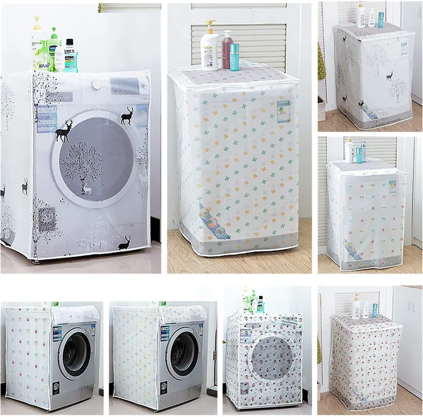 Water Proof Dust Proof Front Loading Washing Machine Cover PVC Suitable for 5.5 Kg To 10 Kg (Assorted Prints)