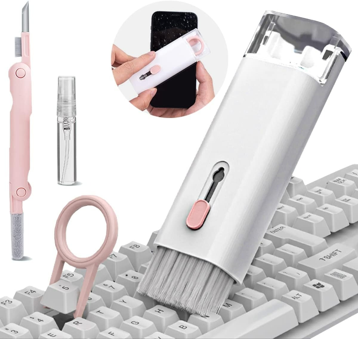 7 in 1 Multifunctional Cleaning Tool, Earphones Cleaner Kit for AirPods, Keyboard Cleaning Brush, Portable Electronics Cleaning Kit