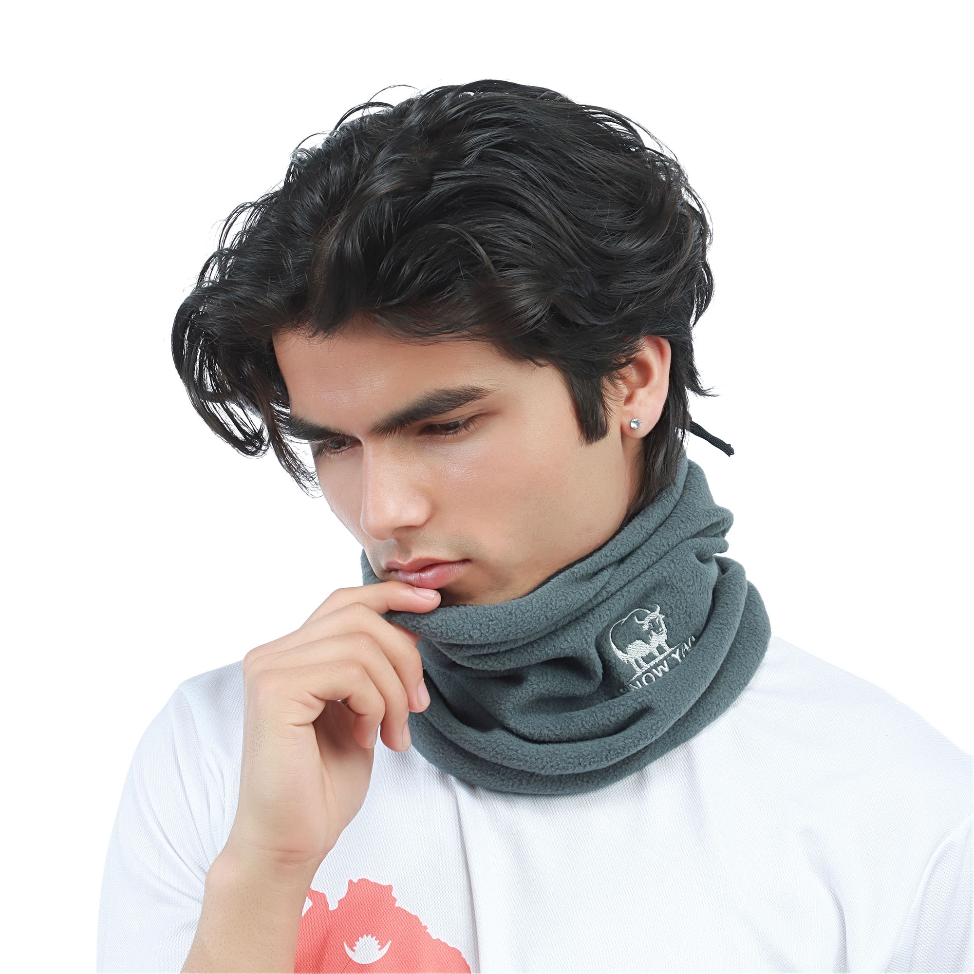 Snow Yak Grey/Black Color Unisex 3 in 1 Multipurpose Polar Fleece Neck Warmer