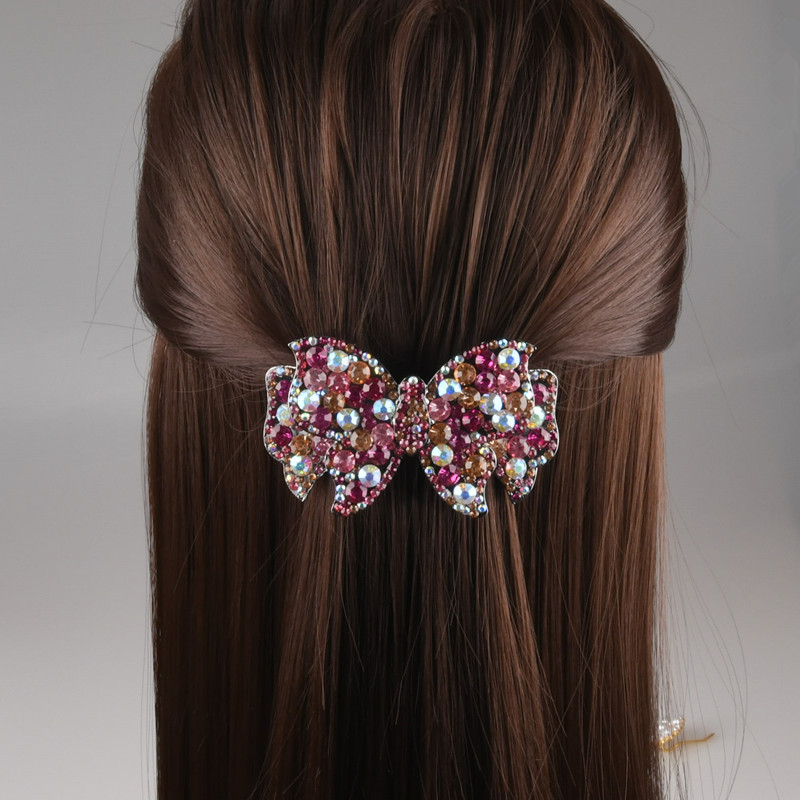 New rhinestone hairpin back head female Korean crystal headpiece elegant flower horizontal clip top clip hairpin large size