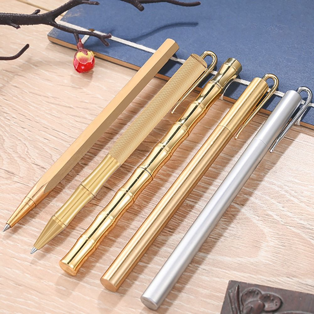 High Quality Brass Ballpoint Pen Students Gift with Blue/Black Ink Refill Writing Tools Business Gel Pen School Office Supplies