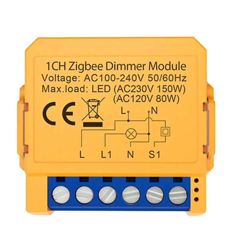 Tuya Zigbee Smart Dimmers Switch Module 1CH Control LED Lights Dimmable Switch Stepless Dimming+Voice Control