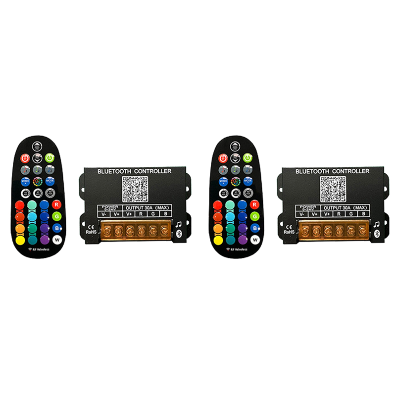 NXFDSIOZ 2X Bluetooth DC5-24V RGB LED Strip Light Controller 30A 4-Wire 3-Channel Constant Voltage Lamp RF 29-Key Remote Dimmer