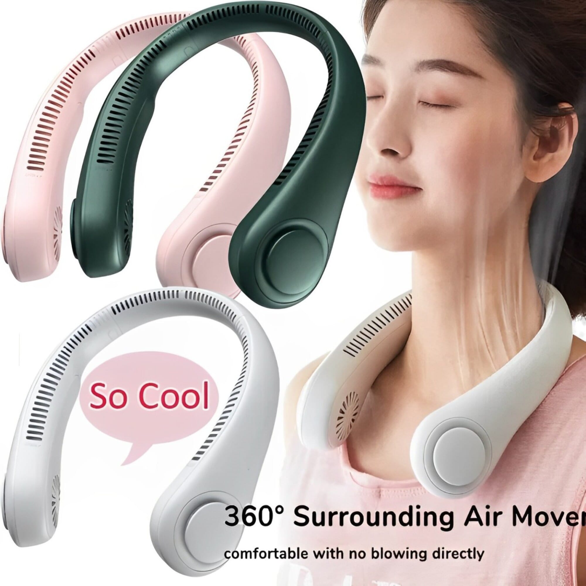 Rechargeable 3 Speeds Portable Neck Fan