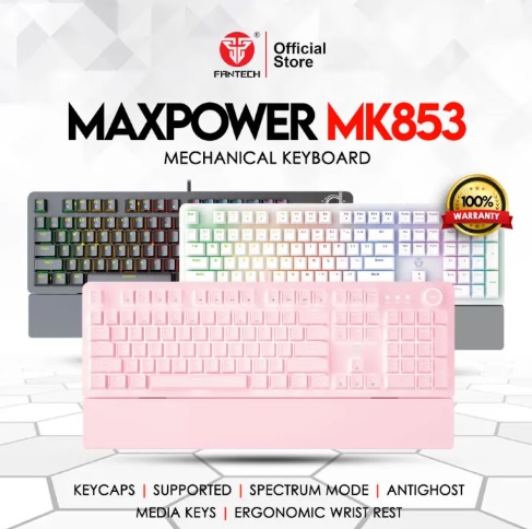 Fantech Maxpower MK853 RGB Mechanical Gaming Keyboard Programmable & Macro Anti Ghosting with Wrist Rest