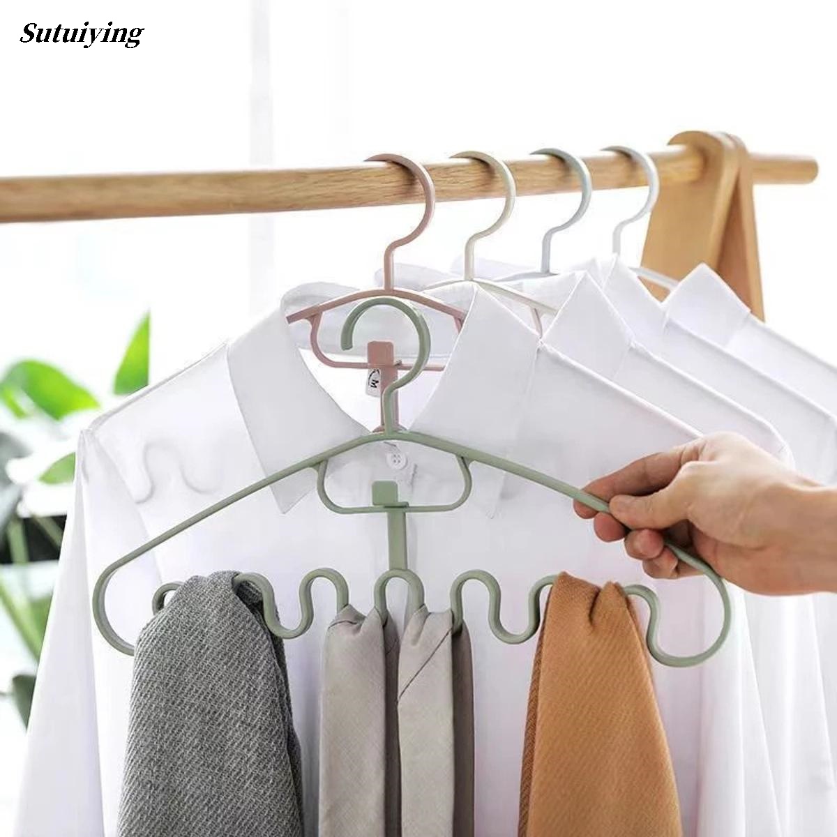 Sutuiying New [Featured] Multifunctional Platic Wave Hanger/White pace-aving Multi-port Profesional Clothe Tie Necklace torage Rack/Wardrobe Oragnizer Gadget