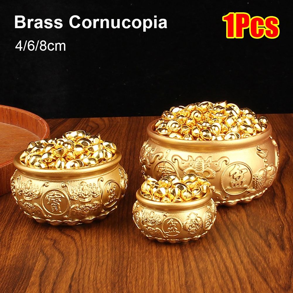 1Pcs New Fortunate Brass Cornucopia Good Luck Magical Power Treasure Bowls Attract Wealth 4/6/8cm Desktop Small Ornament Home Decor