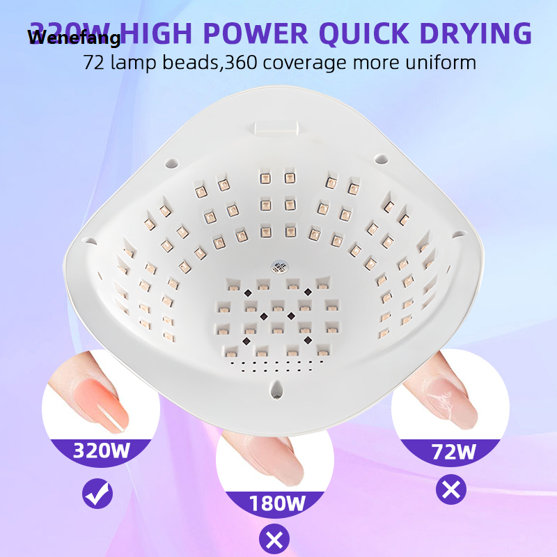 Wenefang 320W UV LED Nail Lamp 72LEDS Gel Polish Drying Lamp with Automatic Fifty percent discount Sensing 4 Timer Professional Nail Dryer Manicure Salon Tools
