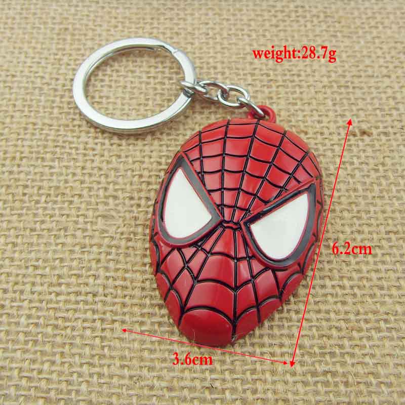NEW Marvel Super Hero Spiderman Mask Alloy Key Chains The Avengers Amazing Metal Key Ring Pendant Charm Keychain