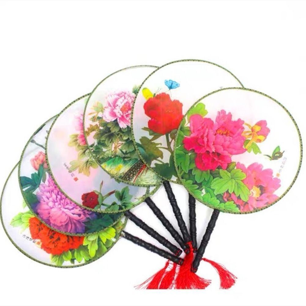 New Plastic Classical Round Fan Polyester Random Prop Fan Antique Fan