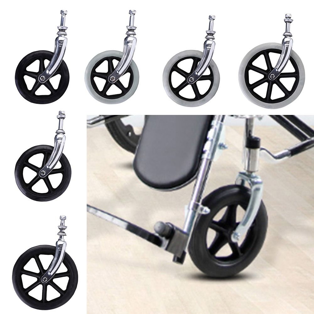 Universal Rubber Wheelchair Front Castor Anti Slip 6/7/8Inch Solid Tire Wheel Replacement with front fork Shopping Cart Wheels Wheelchair Accessories