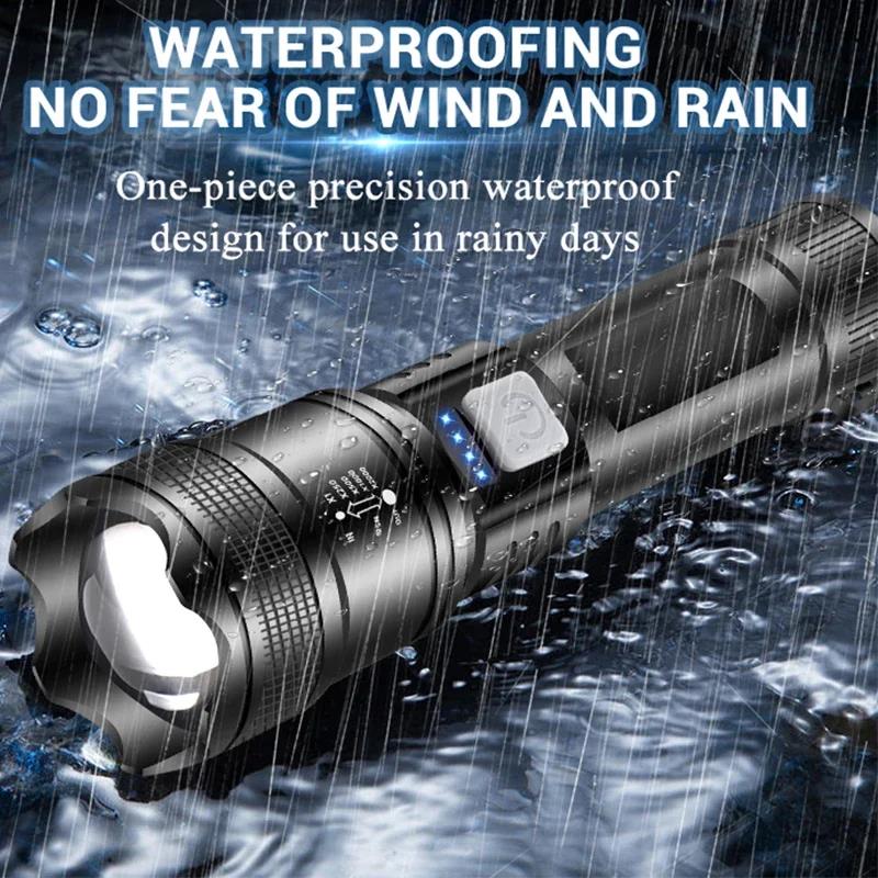 2025 Long shot 3500M Powerful LED Flashlight Type-C Rechargeable Portable High Power Torch lamp Outdoor Emergency Waterproof Lantern