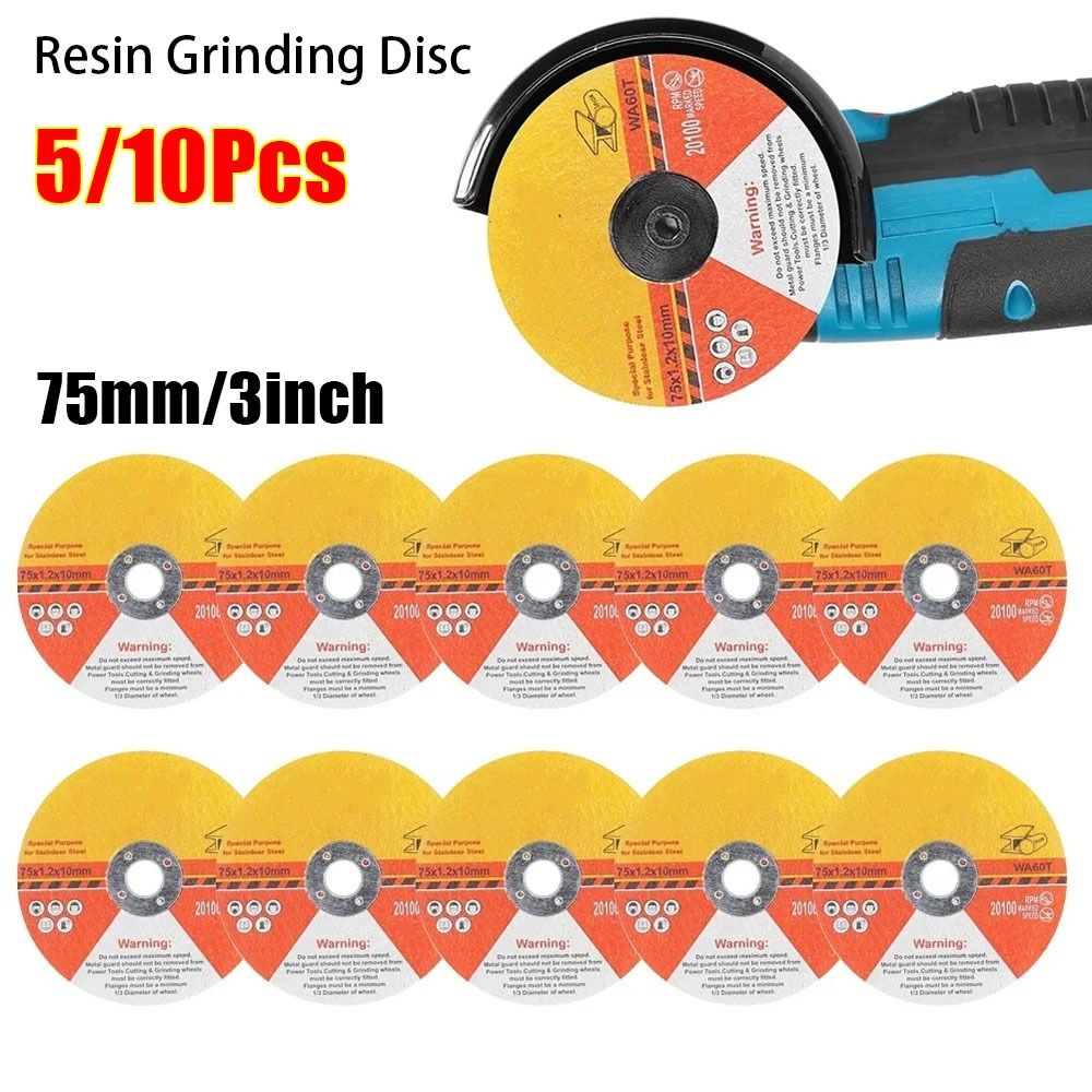 5/10Pcs New Metal Glass Wood Resin Grinding Disc Hand Tool Accessory 75mm 3inch Grinding Wheel Mini Tile Marble Cutting Polishing Sheet For 12V Mini Angle Grinder