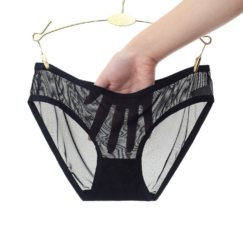 New 1pc Hot Cute Low-Waist Transparent Mesh 2021 New Ladies Seamless Solid Color Underwear Breathable Briefs