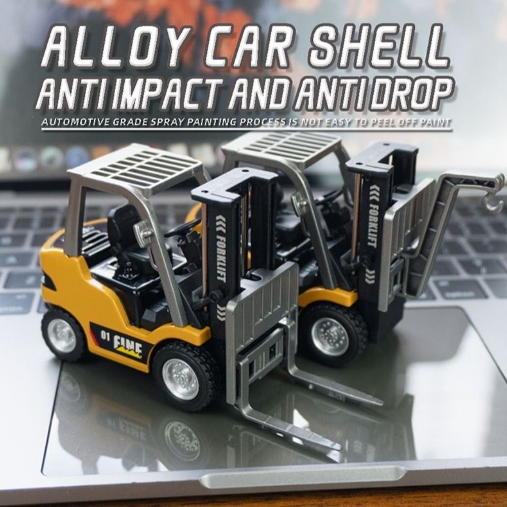 High Quality Alloy 1/64 Remote-controlled Forklift Mini Boys Gift Engineering Vehicle Collection Tabletop Toys Model