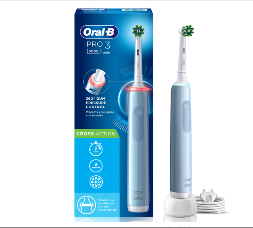 Oral B Electric Toothbrush Pro 3 3000 Rechargeable For Adults With 3 Modes / Triple Pressure Control / 3D Cleaning Action