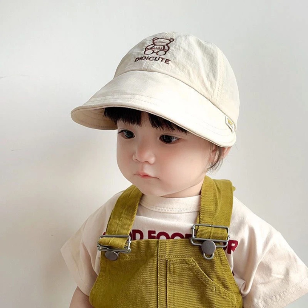 New Large Brim Sun Visors Hat Adjustable Mesh Kids Cap Cartoon Bear Boy Girl Bonnet Baby Summer