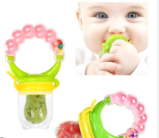 BPA-Free Baby Fruit Feeder Pacifier with safe soothing rattle(1pc) | Silicone Fresh Food Nibbler & Teether for Infants