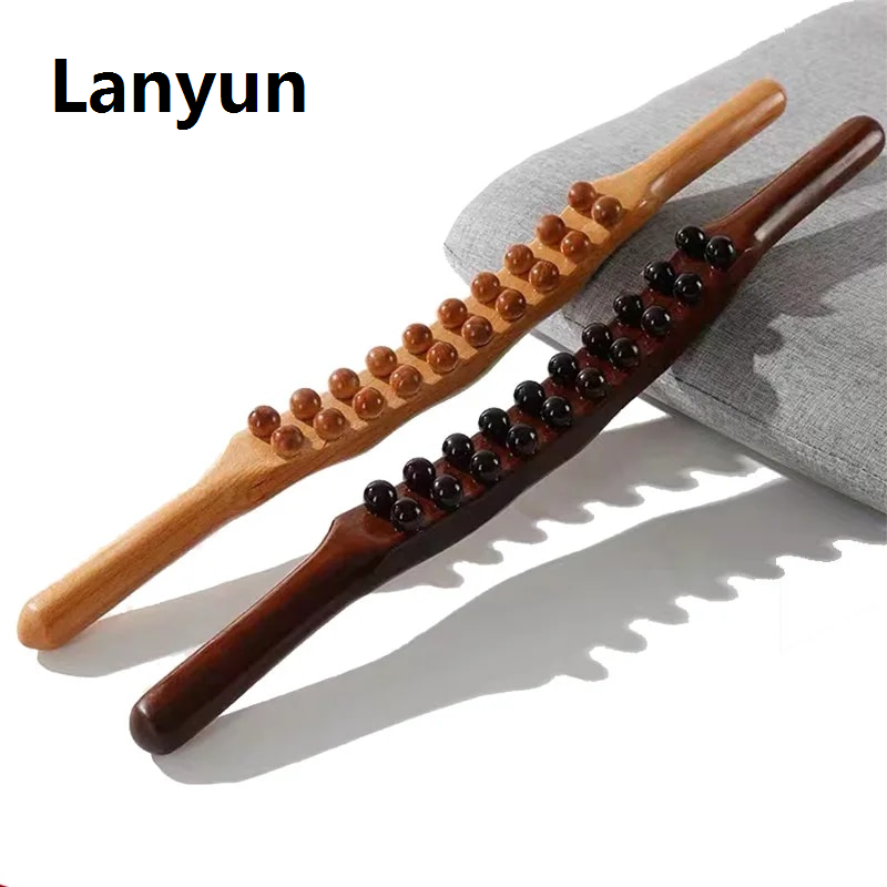 Lanyun 8/20/31 Beads Gua Sha Massage Stick Carbonized Wood Back Scrapping 2025 New Meridian Therapy Wand Muscle Relaxing Body Massager Guasha