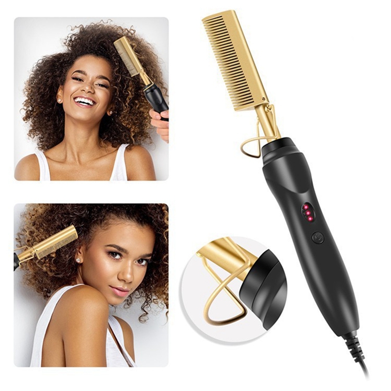 New style Curling Hair Comb 3-in-1 Straight Home Electric Hair Comber Curling iron straight comb wet and dry straight