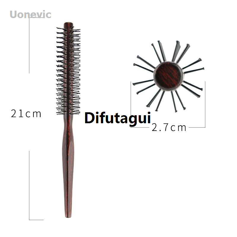 Difutagui Men and women sparse, round comb roller curls] [Hot 1 styling mini Luxury nylon hairbrush with wooden handle suitable for or short hair