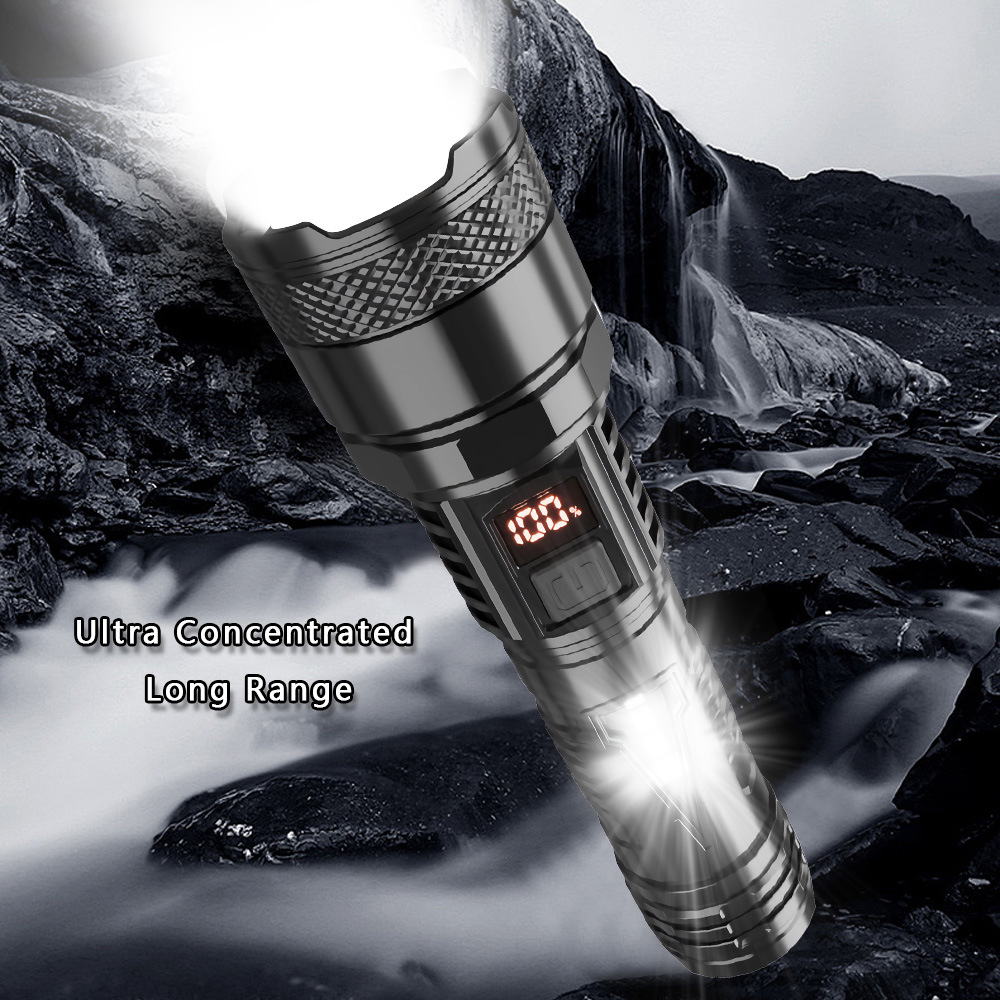 New BORUiT Powerful LED Flashlight Type-c Rechargeable Power Bank Tactical Torch Waterproof Camping Emergency Lantern