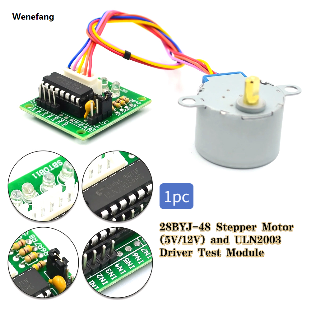 Wenefang 1pc 28BYJ-48 Stepper Motor (5V/12V) and High Quality ULN2003 Driver Test Module- for Arduino